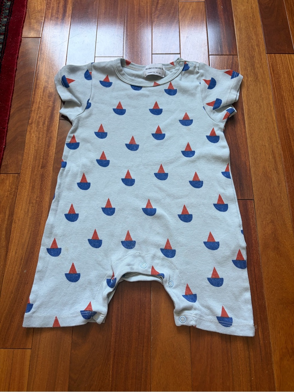 Bobo Choses Sail Boat All Over Playsuit - 9 months (play condition)